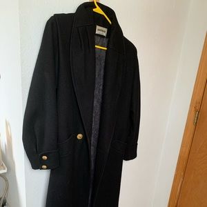 100% Wool Trench Coat Fully Lined Gathered Collar